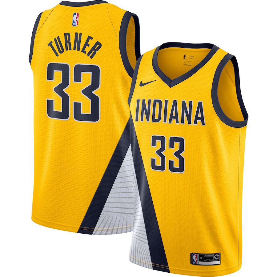 Men Indiana Pacers #33 Myles Turner Nike Gold Swingman NBA Jersey